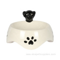 Fashionable No Spill White Ceramic Pet Feeder Bowl